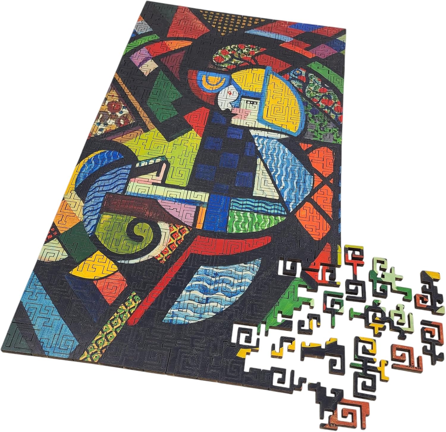 Wooden Puzzle for Adults - Geometric Design - Made in The USA by FoxSmartBox - 300 Pieces - Daughter in a Rocker
