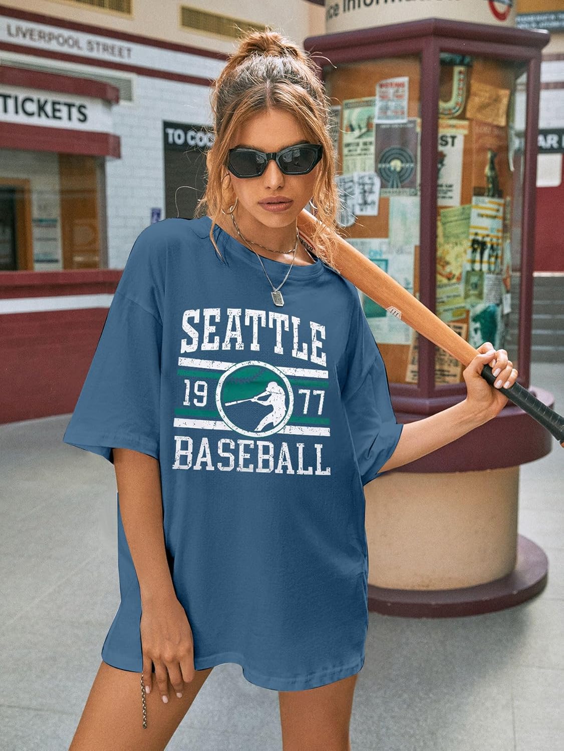 Baseball Shirt Women Oversized Game Day Fan T-Shirt Baseball Season Short Sleeve Tops