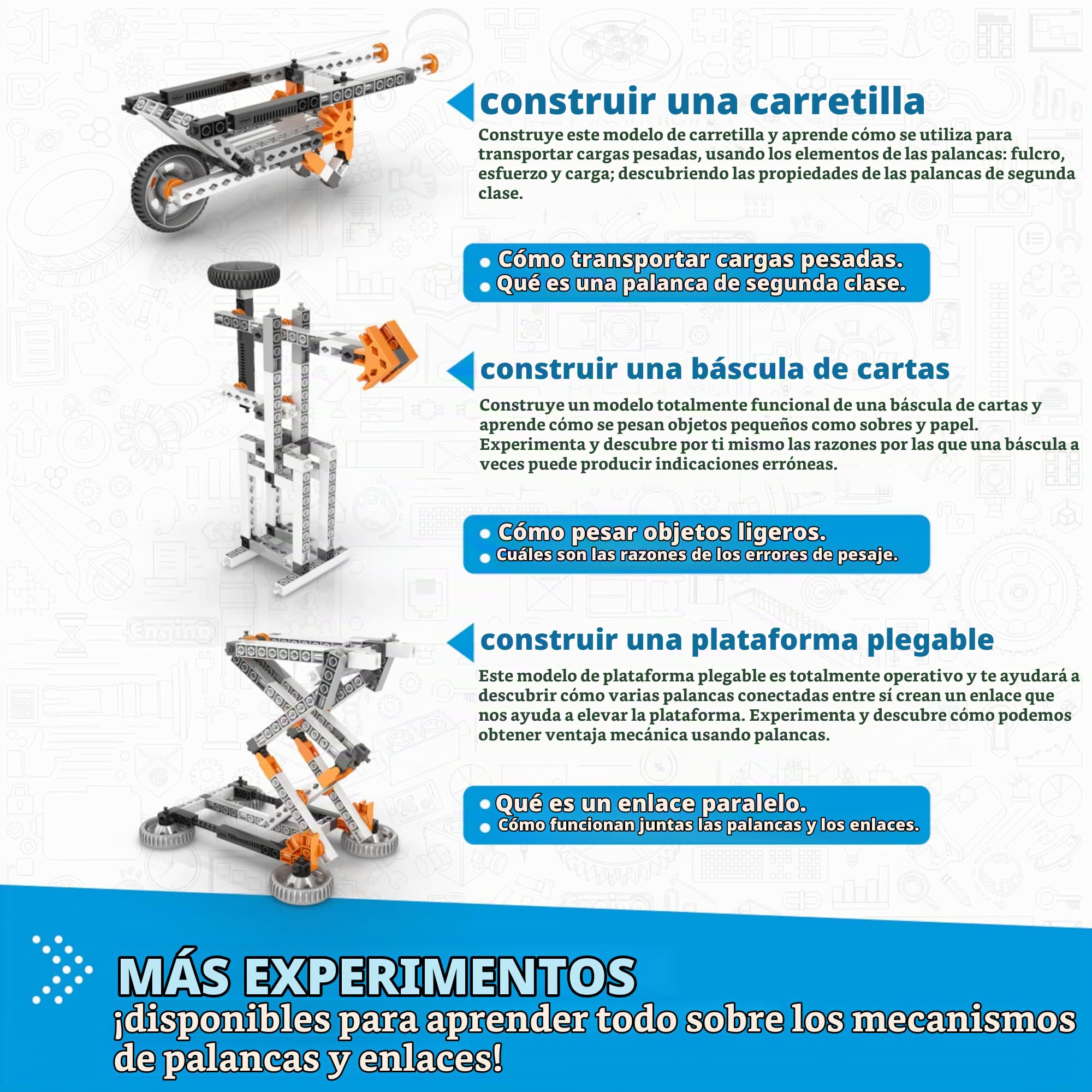 Engino - Juguetes de Tallo, 16 Modelos en 1 Tallo, palancas mecánicas y eslabones, Juguetes de construcción para niños de 9 años en adelante, Juguetes educativos Divertidos, Regalo para niños y niñas