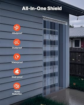 VEVOR Clear PVC Strip Curtain, 84 in Height x 48 in Width x 0.08 in Thickness, 8 PCS Walk in Freezer Cooler Curtain Strips, Thermal Insulating Plastic Door Strips for Warehouse, Freezer, Garage Doors