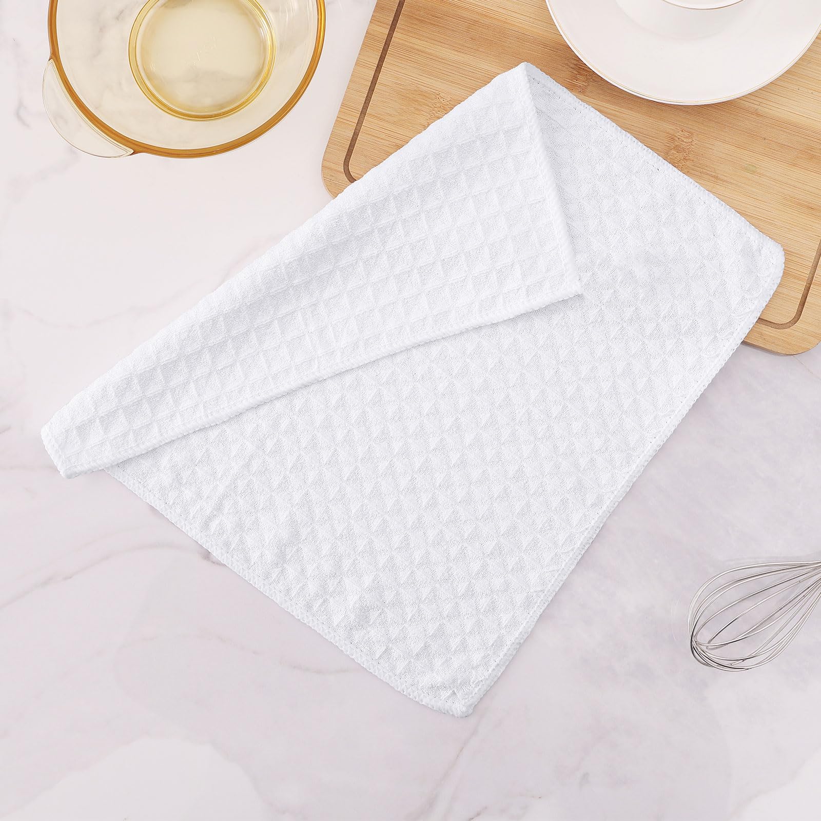Homaxy Paños de cocina de microfibra de alta calidad, 12 x 12 pulgadas, ultra absorbentes y de color sólido, para cocina, paño de cocina de secado rápido para lavar platos, paquete de 12, color blanco