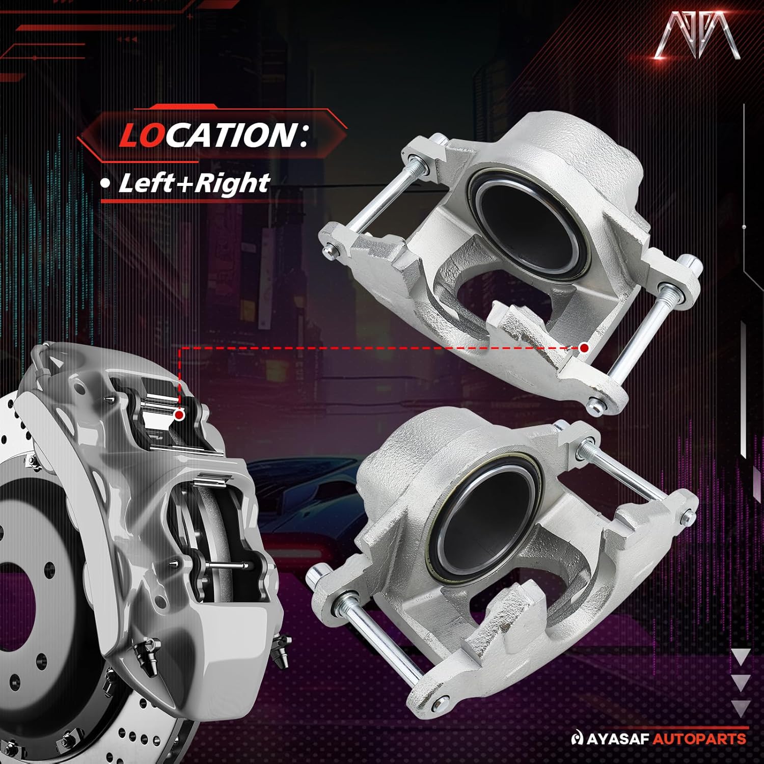MAYASAF 184044+184043 Front Disc Brake Caliper for Chevy 1969-74 Nova/1969 Camaro, 73-74 Buick Apollo, 73-74 Olds Omega, 71-74 Ventura
