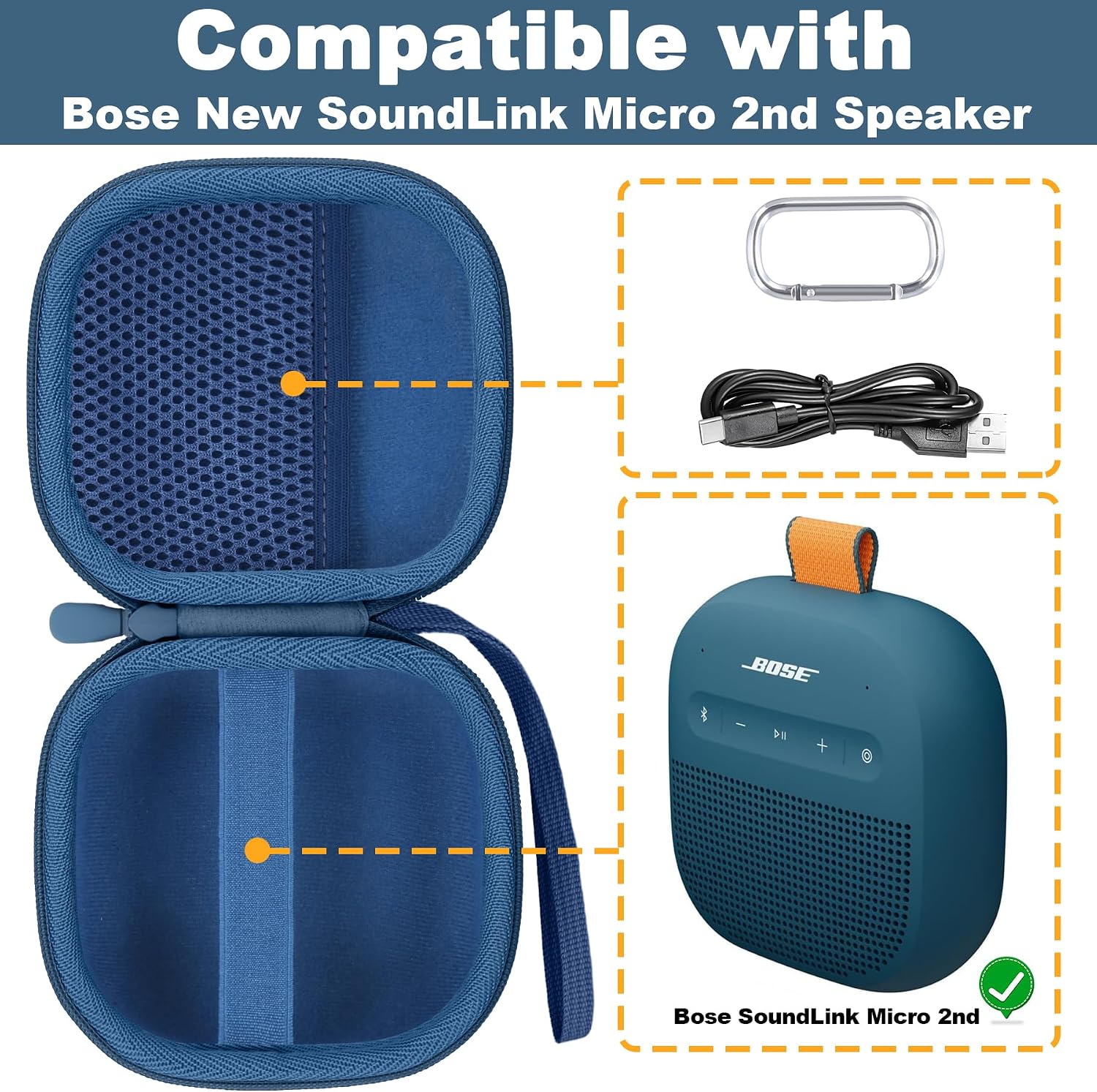 Speaker Case Compatible with Bose New SoundLink Micro 2nd Gen Portable Bluetooth Speaker(Twilight Blue Case)