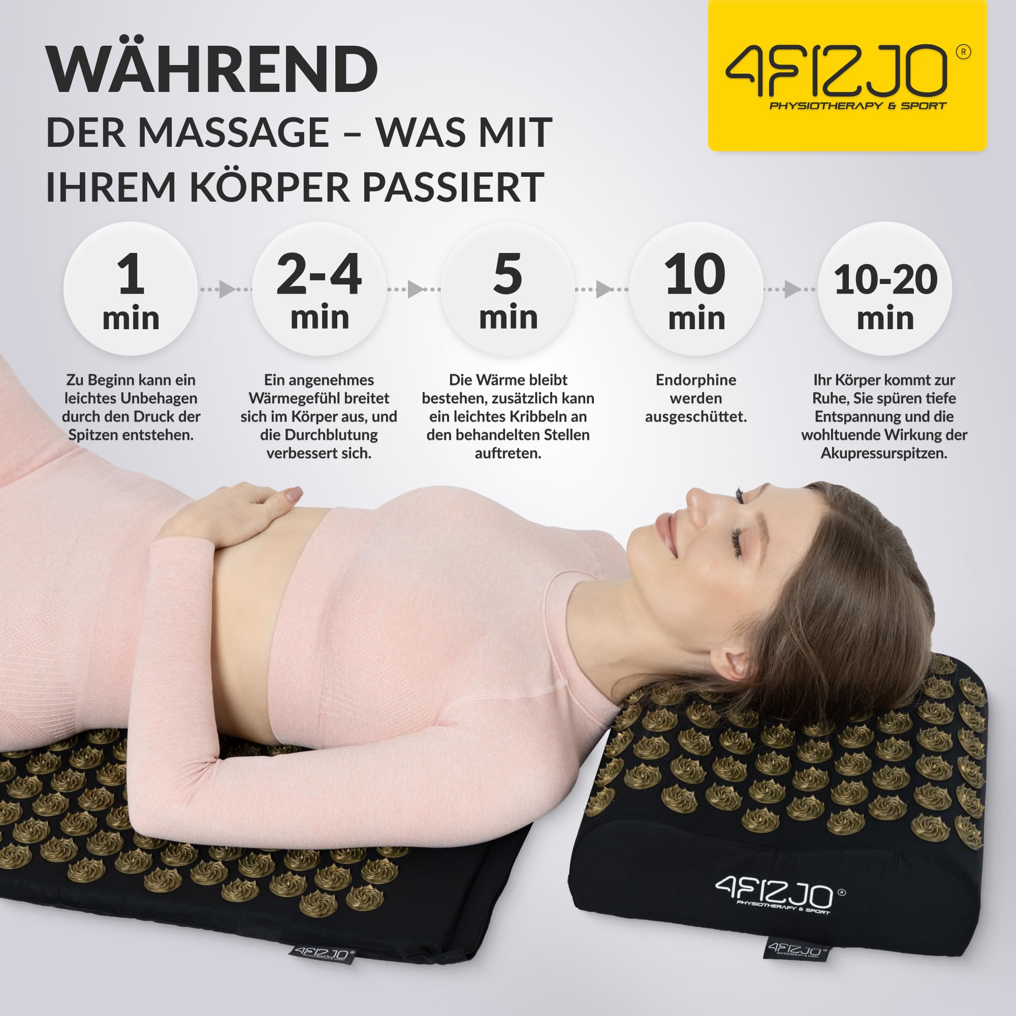 4FIZJO Akupressurmatte & Kissen ERGO XL, 110x42x2 cm, mit Tragetasche, Polyurethanschaum, Hypoallergen, 9475 Stacheln, Massagematte für bessere Durchblutung, Muskeln Entspannung, Schwarz und Gold