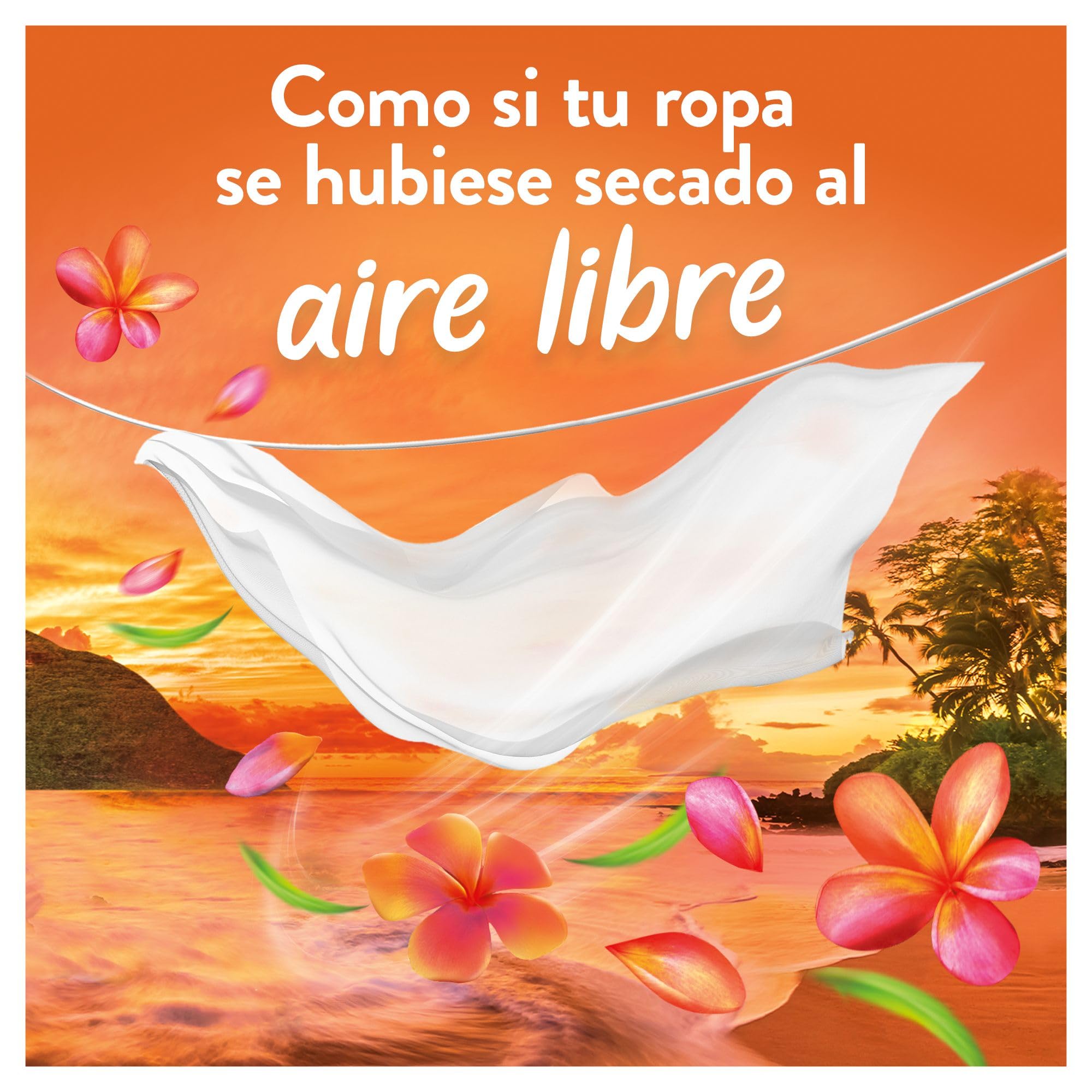 Lenor Aire Fresco Suavizante para ropa, 400 Lavados, Flores Tropical, 400 Lavados, Pack de 8, Frescor resistente al secado en ambientes húmedos o bajo el sol intenso