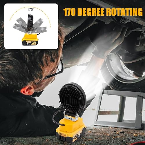 Miniatura 4 de Luz de trabajo LED inalámbrica para batería Dewalt de 20 V, linterna portátil de 27 W, 2200 lm, regalos de herramientas para hombres, ajustable en