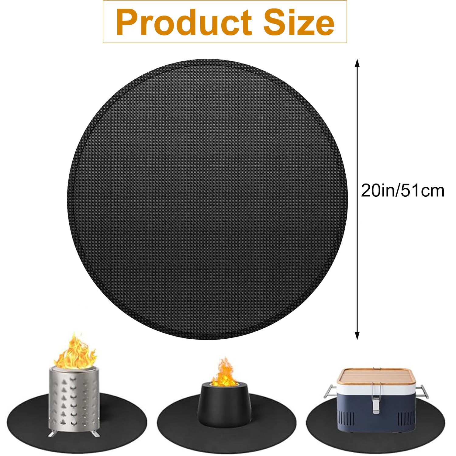 Acidea 20" Round Fire Pit Mat - Image 2