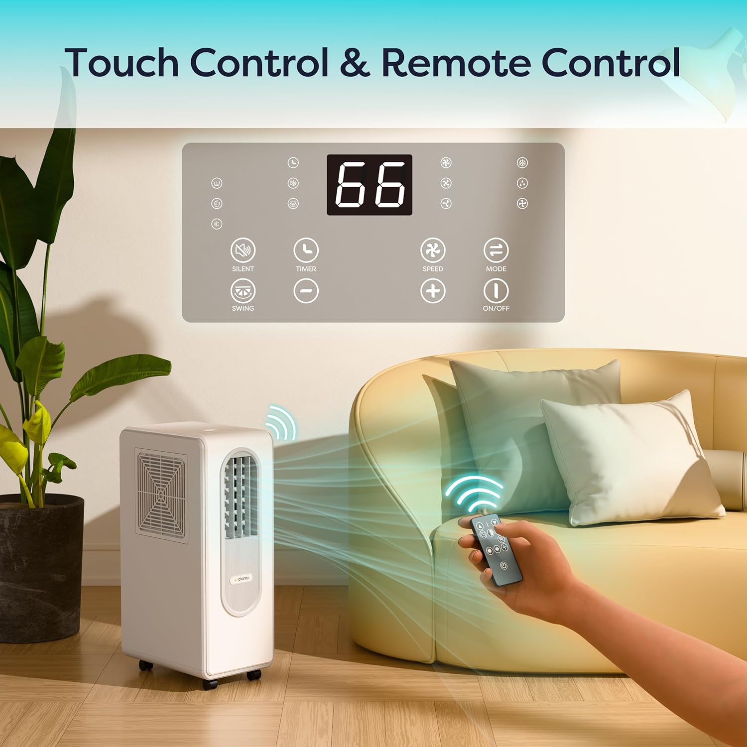 CIARRA AWPAC59-W with touch control panel and remote control