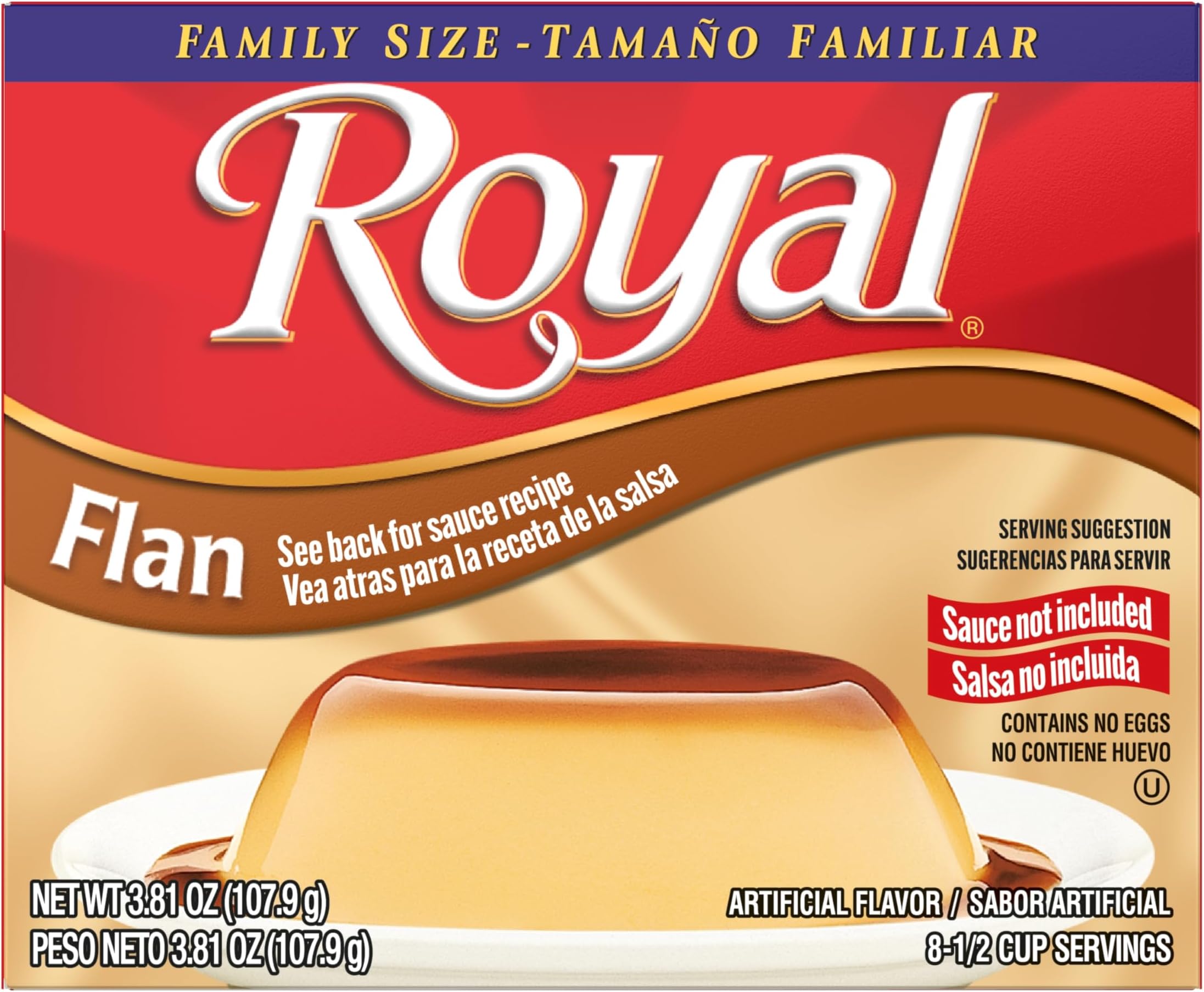 Royal Delights Bilingual Flan Dessert Mix, Caramel Sauce, Family Size, Fat Free (12-5.5oz Boxes)