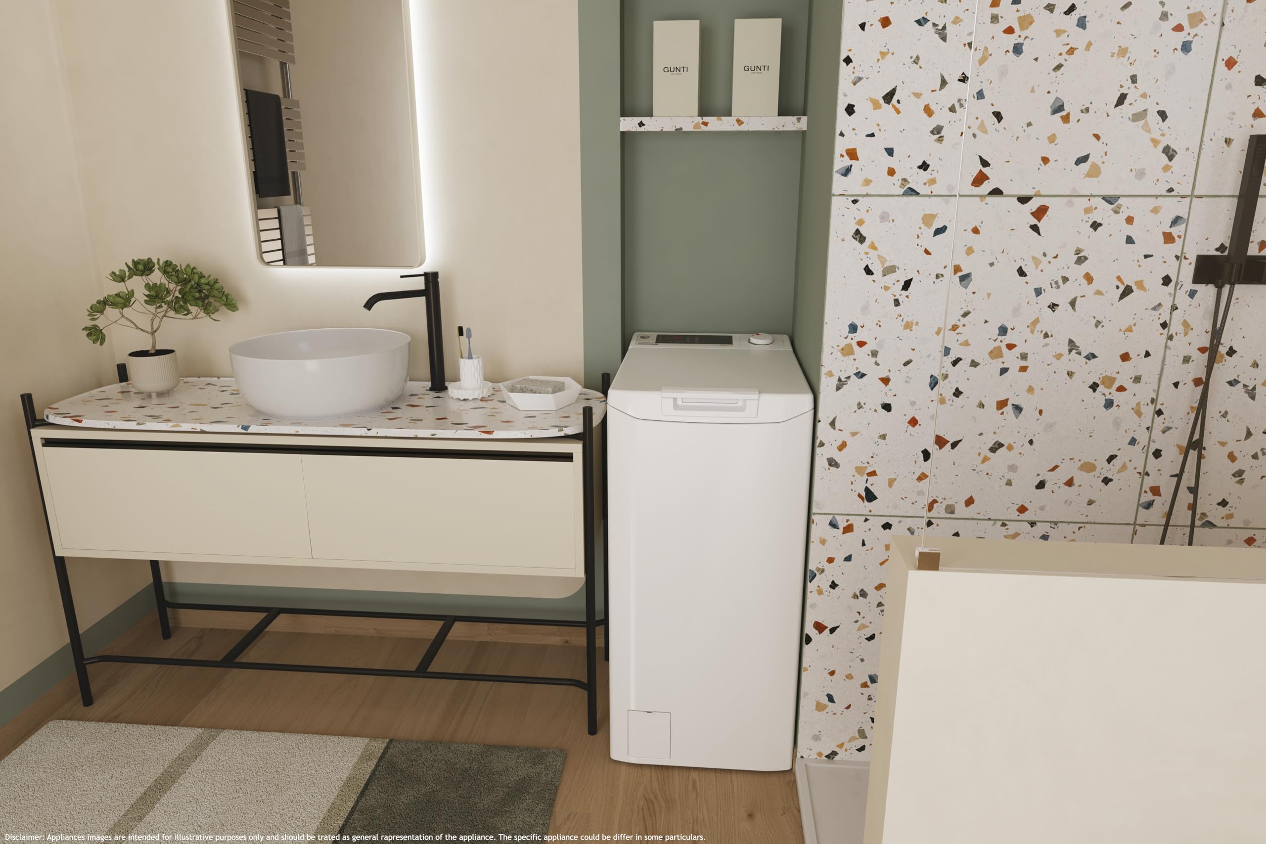 Hoover H-WASH 300 Lavatrice 7 Kg, Libera Installazione, Carica dall'Alto, Classe C, 1200 Giri, 16 programmi, App hOn, Intelligenza Artificiale, Vapore, AxLxP 86x41x60 cm, Bianca - THOSQ275D3-S