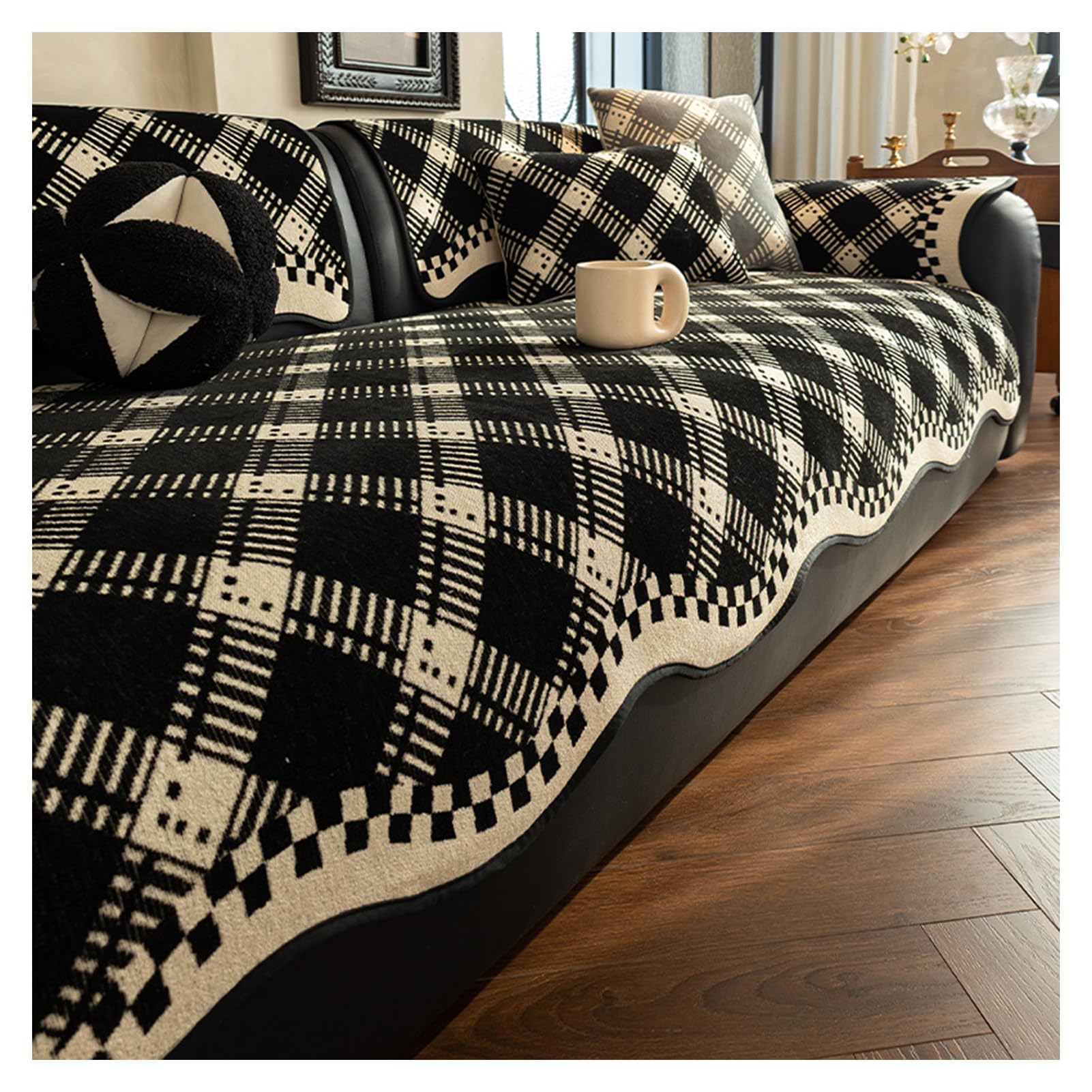 Housse de canapé chenille pour éviter les déplacements, tissu doux pour la peau avec barrière anti-déversement pour canapés sectionnels en forme de L
