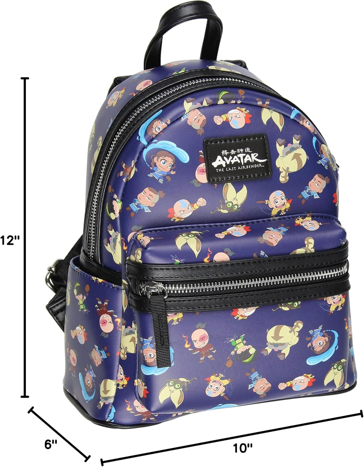 INTIMO Nickelodeon Chibi Avatar The Last Airbender Characters Aang Zuko Katara Appa Toph Sokka Mini Backpack 10"