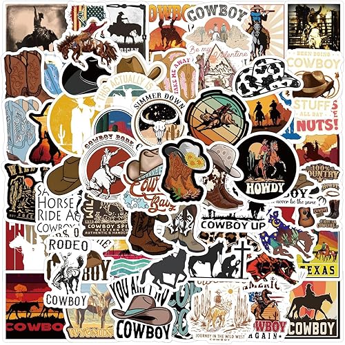 Calcomanías occidentales de vaquero, 50 unidades para botellas de agua, laptop, equipaje, guitarra, Kechup, Country Western, calcomanías de vinilo