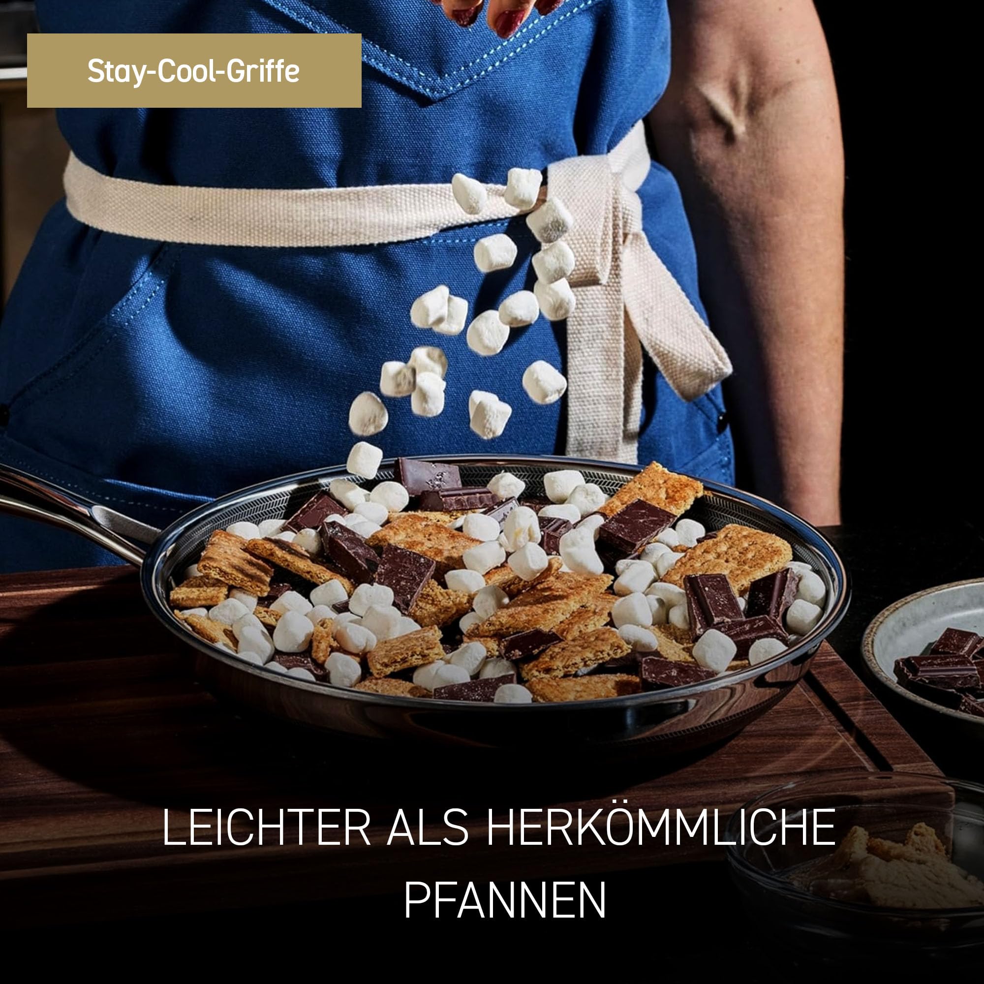 HexClad Hybrid Pfannenset 7-teilig mit Deckeln & Wok – Edelstahlpfannen mit Wabenstruktur – Antihaftbeschichtete Bratpfannen für alle Herdarten, auch Induktion – Backofen- und spülmaschinenfest