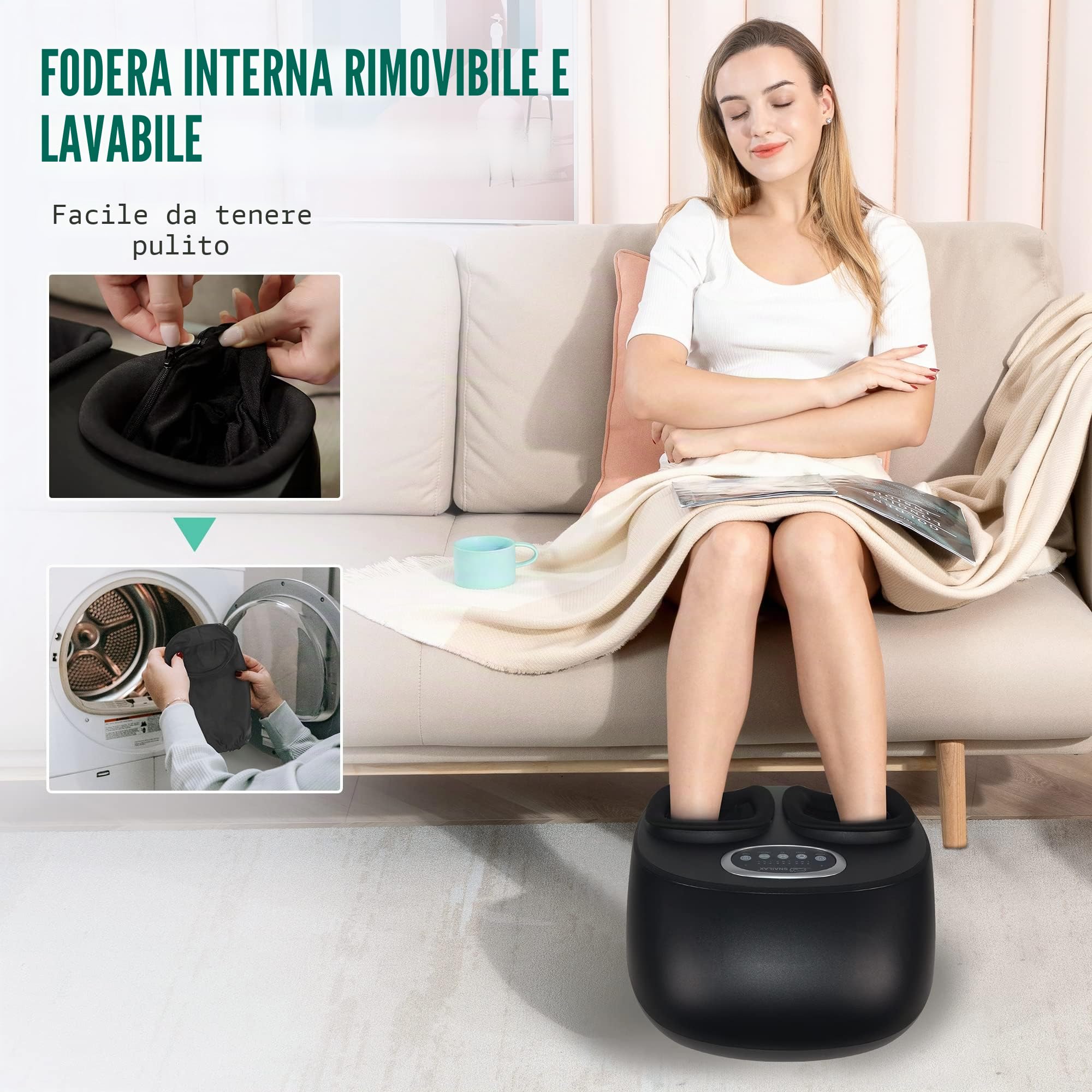 Snailax Massaggiatore elettrico per piedi con calore, massaggiatore per piedi Shiatsu elettrico con impastare rulli di compressione, scaldapiedi, regali per donne uomini
