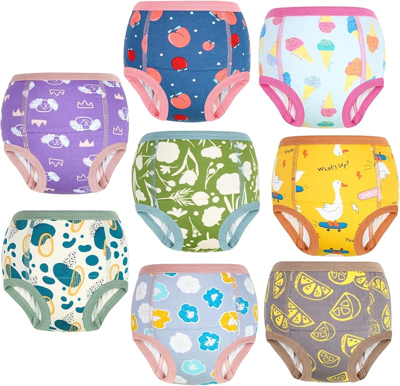 MOEMOE BABY Töpfchen Trainingshose, 8 Stück Baumwolle Töpfchen Trainingshose Kinder Trainer Töpfchentraining Unterhosen für Jungen Mädchen 6 Jahre