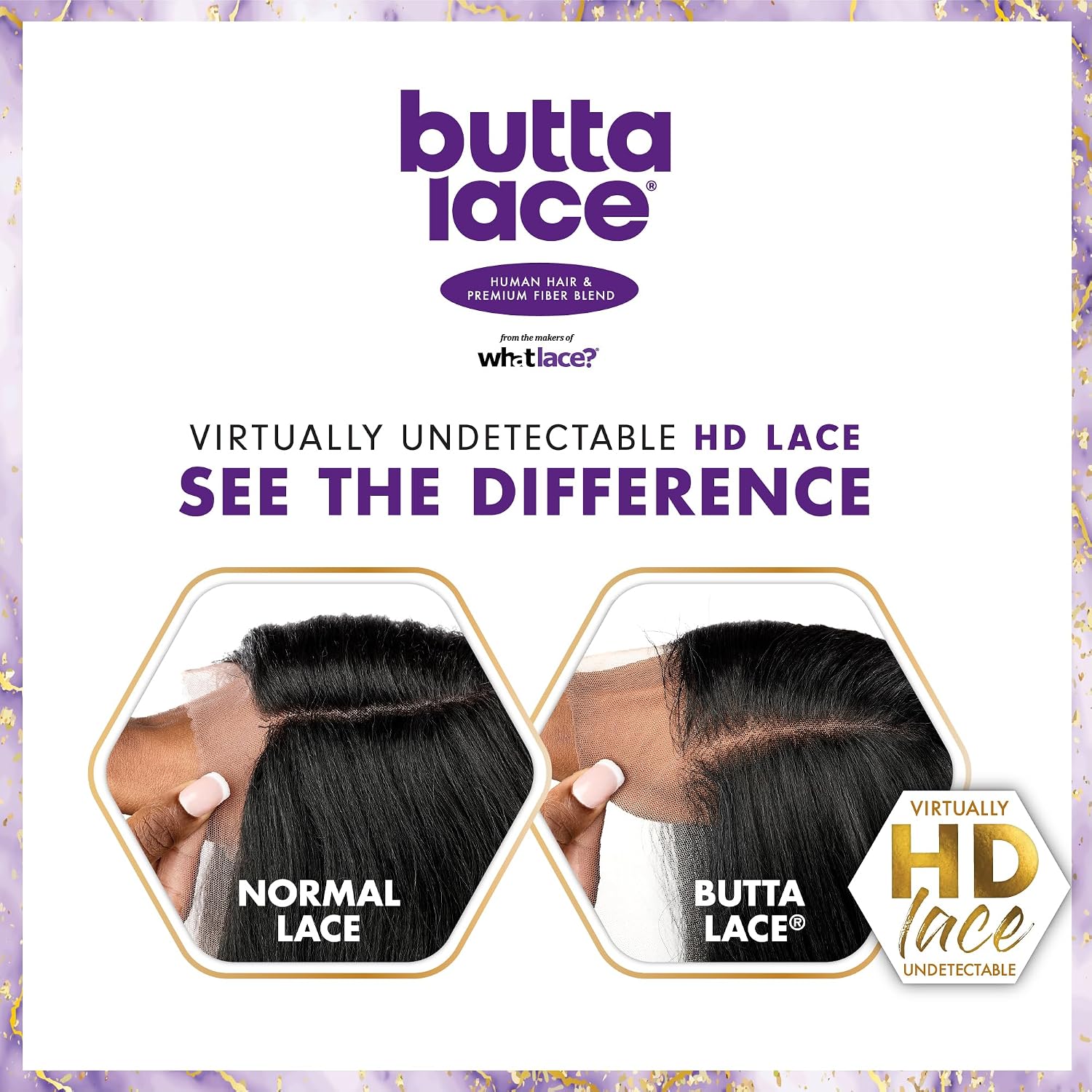Sensationnel Butta Lace Hhm Wigs - Kinky Water Wave 18 Inch Human Hair Blend Extra Wide 5 Inch Parting Preplucked Hairline Glueless Lacefront (1 JETBLACK)