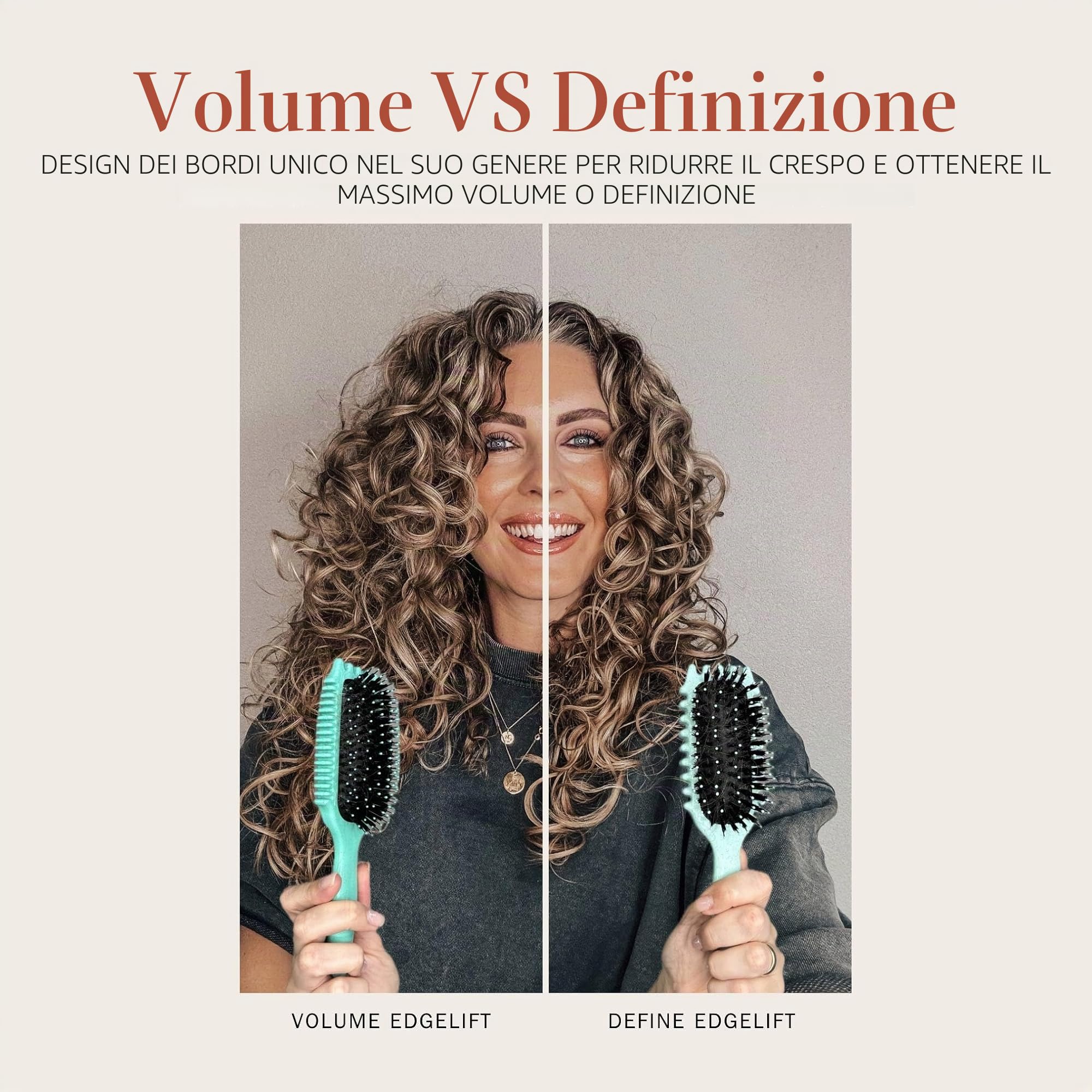 Bounce Curl Volume EdgeLift Brush - Spazzola per capelli ricci per volume e definizione delle radici, rubino