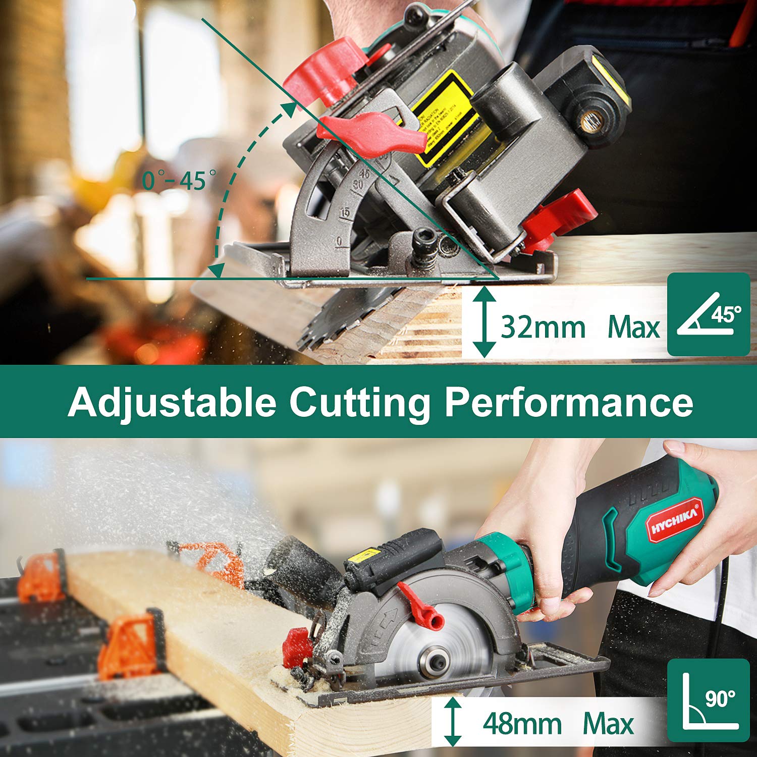 Circular Saw, HYCHIKA 750W Mini Circular Saw with 6 Blades(115 & 125mm