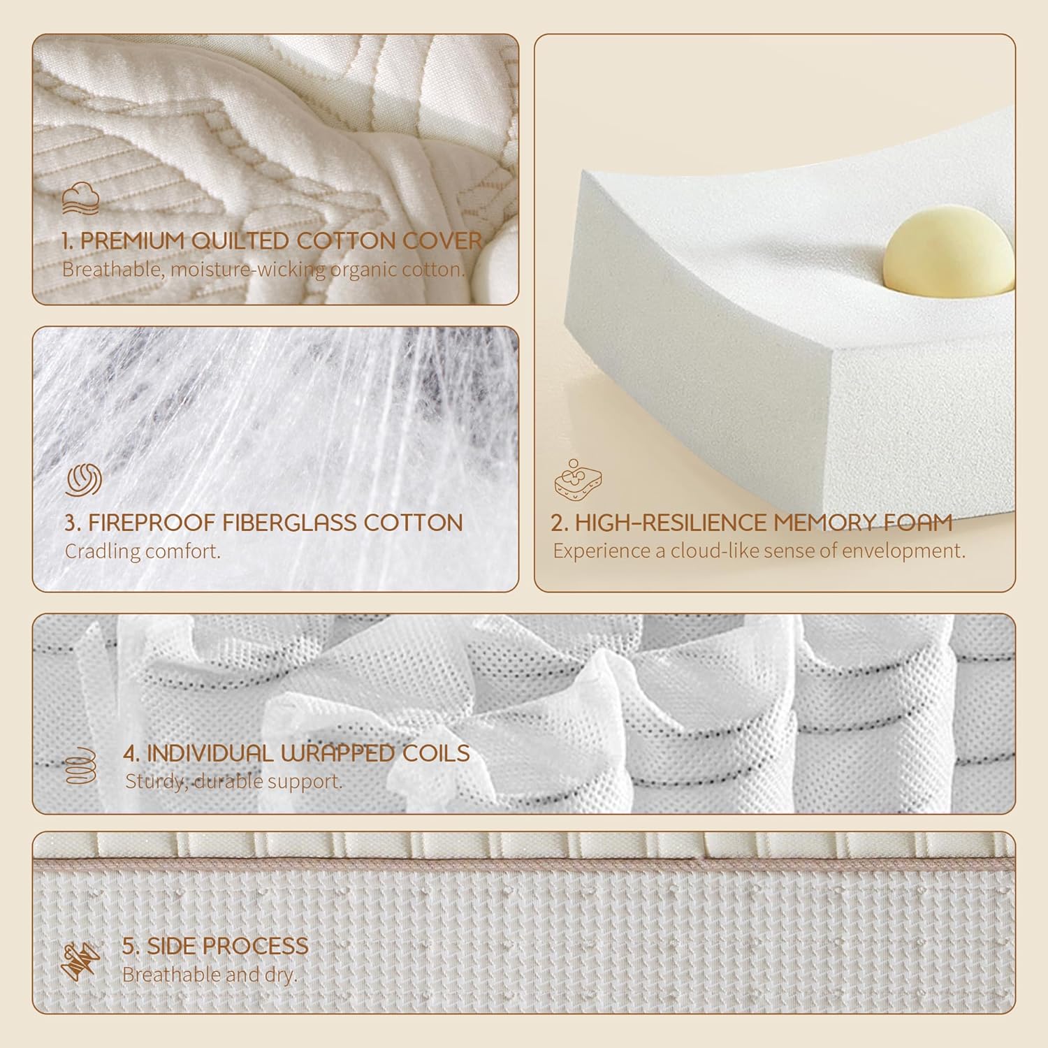 14” King Size Mattress, Hybrid with Cooling Gel Memory Foam & Wrapped Coils, Medium Firm, CertiPUR-US & Oeko-TEX Certified, Mattress in a Box