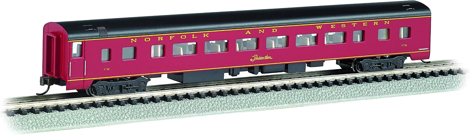 Bachmann Trains - 85' Smooth-Side Coach CAR - Norfolk & Western #1728 - N Scale