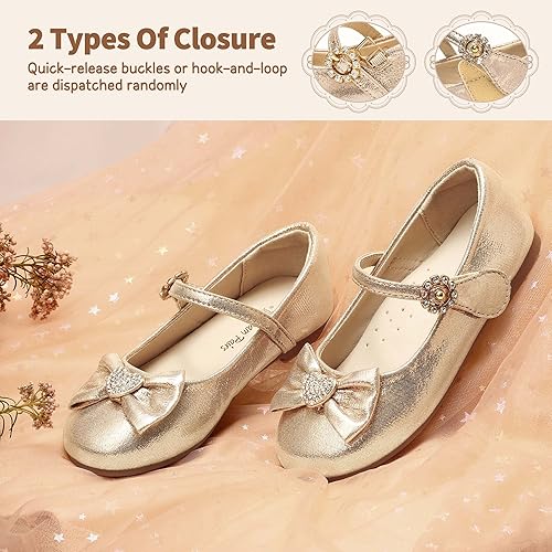 Miniatura 3 de Dream Pairs ANGEL-22 Mary Jane - Bailarina plana con lazo frontal con forma de corazón y diamantes de imitación (niñoniña pequeña)