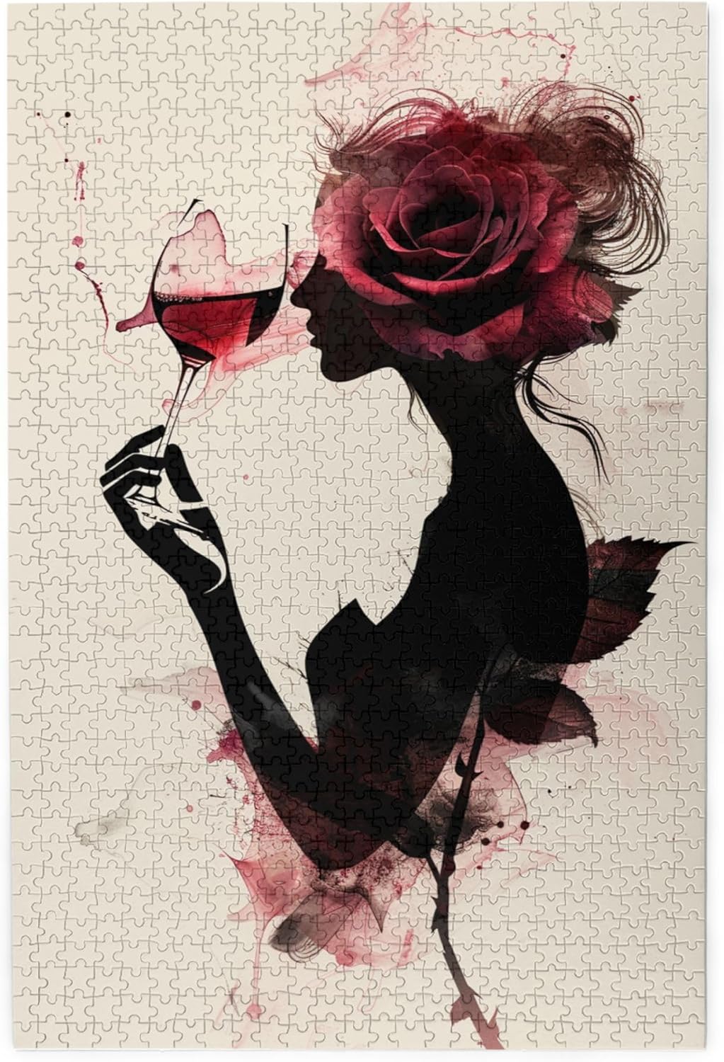Wine Woman Puzzles for Adults 1000 Pieces,Creative Activity Hobbies for Adults,Characterized by Beautiful and Unique Illustrations, Depicting A Woman Drinking,Wooden Puzzles