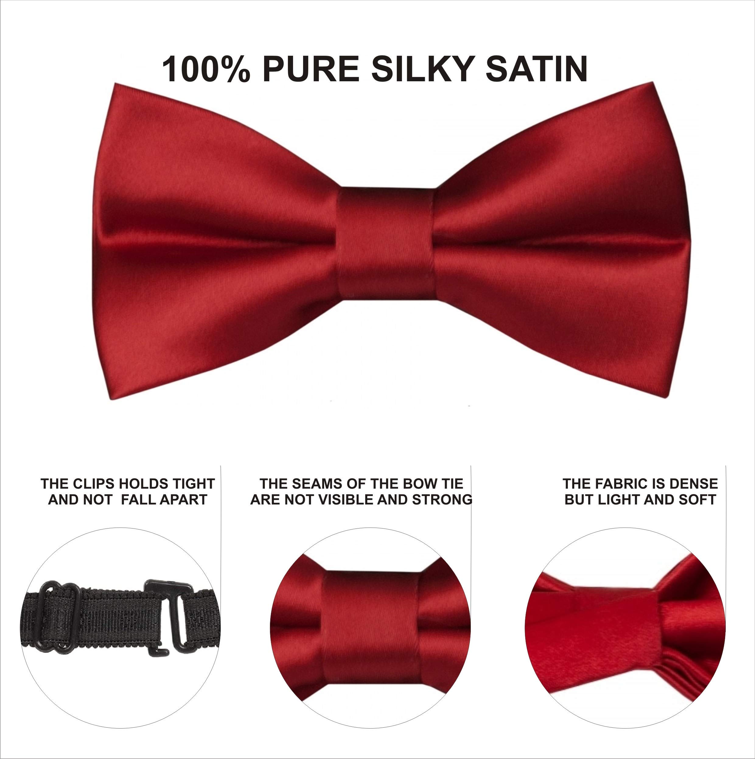 happykids Classic Pre-Tied Bow Tie Formal Solid Tuxedo for Children (Brick Red) - Image 3 thumbnail