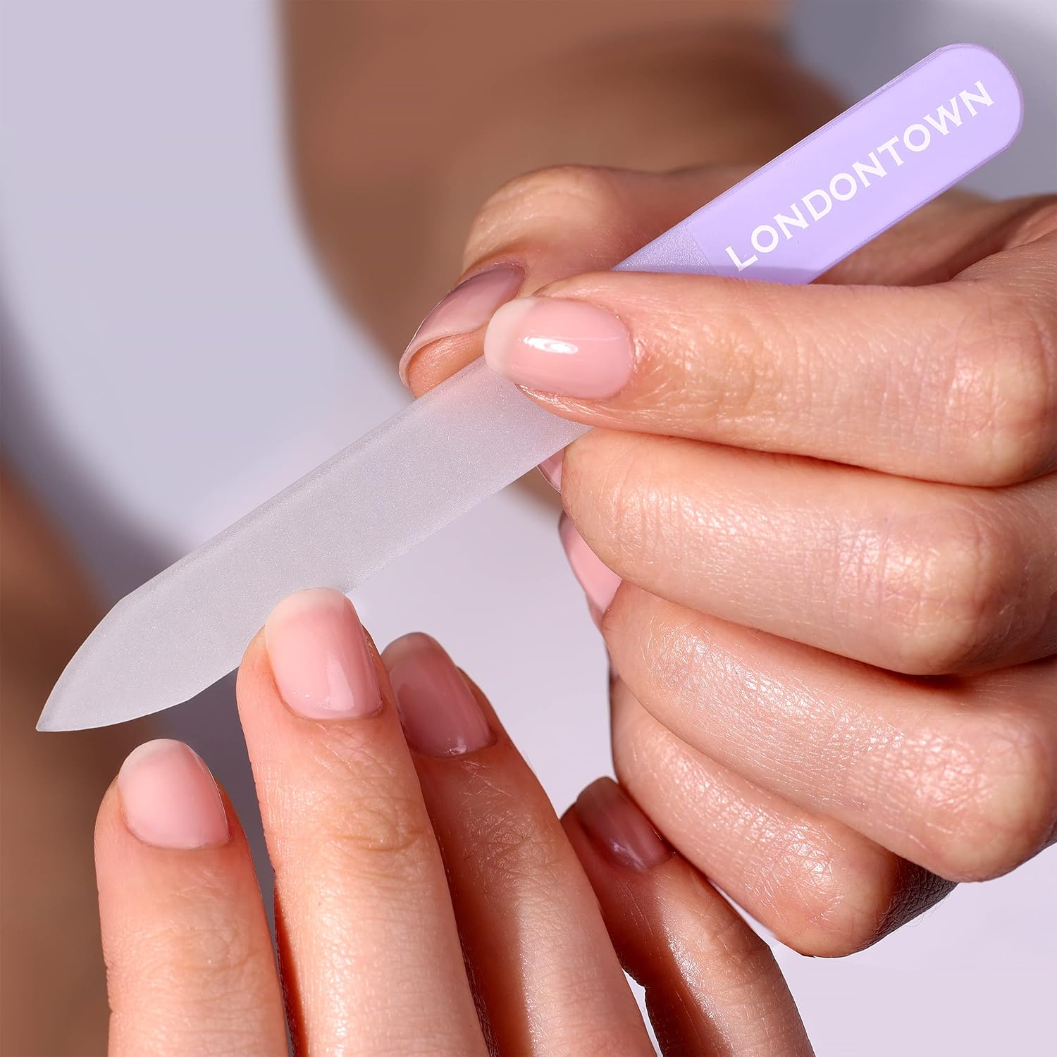 LONDONTOWN Lavender Glass Nail File & Care Tool, Professional Grit Double-Sided Etched Crystal Glass Nail File with Case Pouch : Beauty & Personal Care