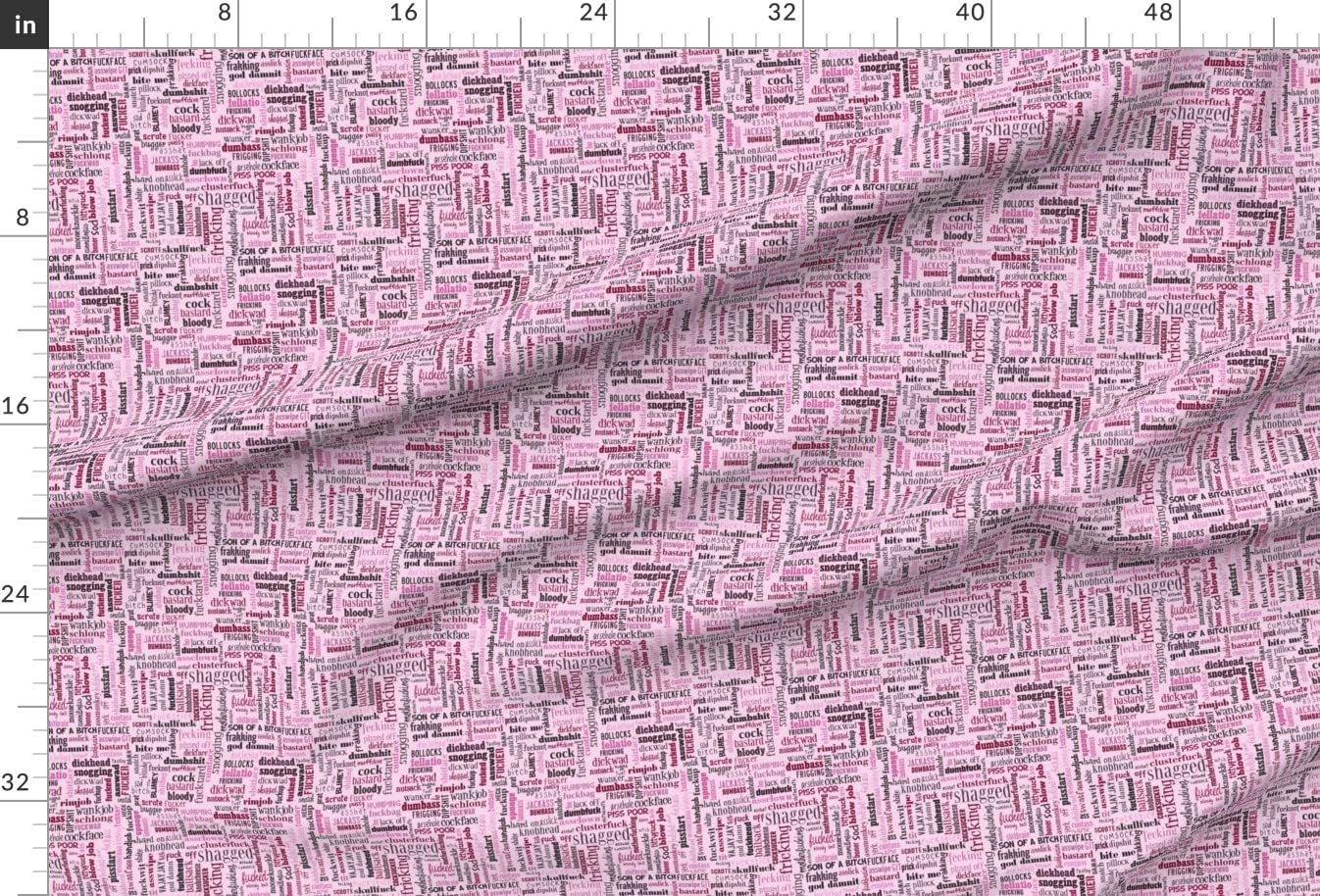 Spoonflower Fabric - Nsfw Words Pink Typography Printed on Minky Fabric by The Yard - Sewing Baby Blankets Quilt Backing Plush