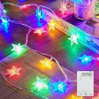 Vista 12 de Minetom - Cadena de luces con forma de estrella operadas a pilas - 5.2 m, 50 luces LED, impermeables, con temporizador, para decoración