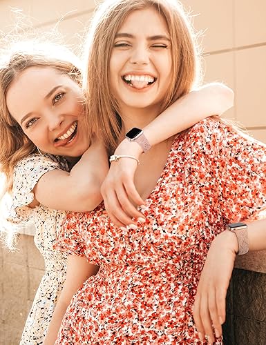 Miniatura 6 de Girovo Paquete de 2 correas de dibujos animados compatibles con Apple Watch de 384041424445461.929 in para mujer, correa de silicona suave grabada