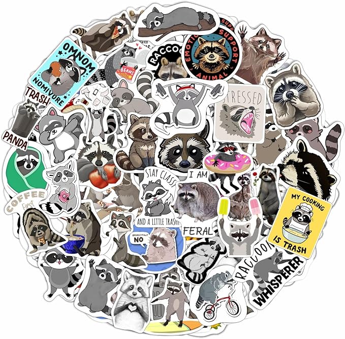Amazon.com: Raccoon Stickers, Cute Racoon Stickers for Water Bottles ...