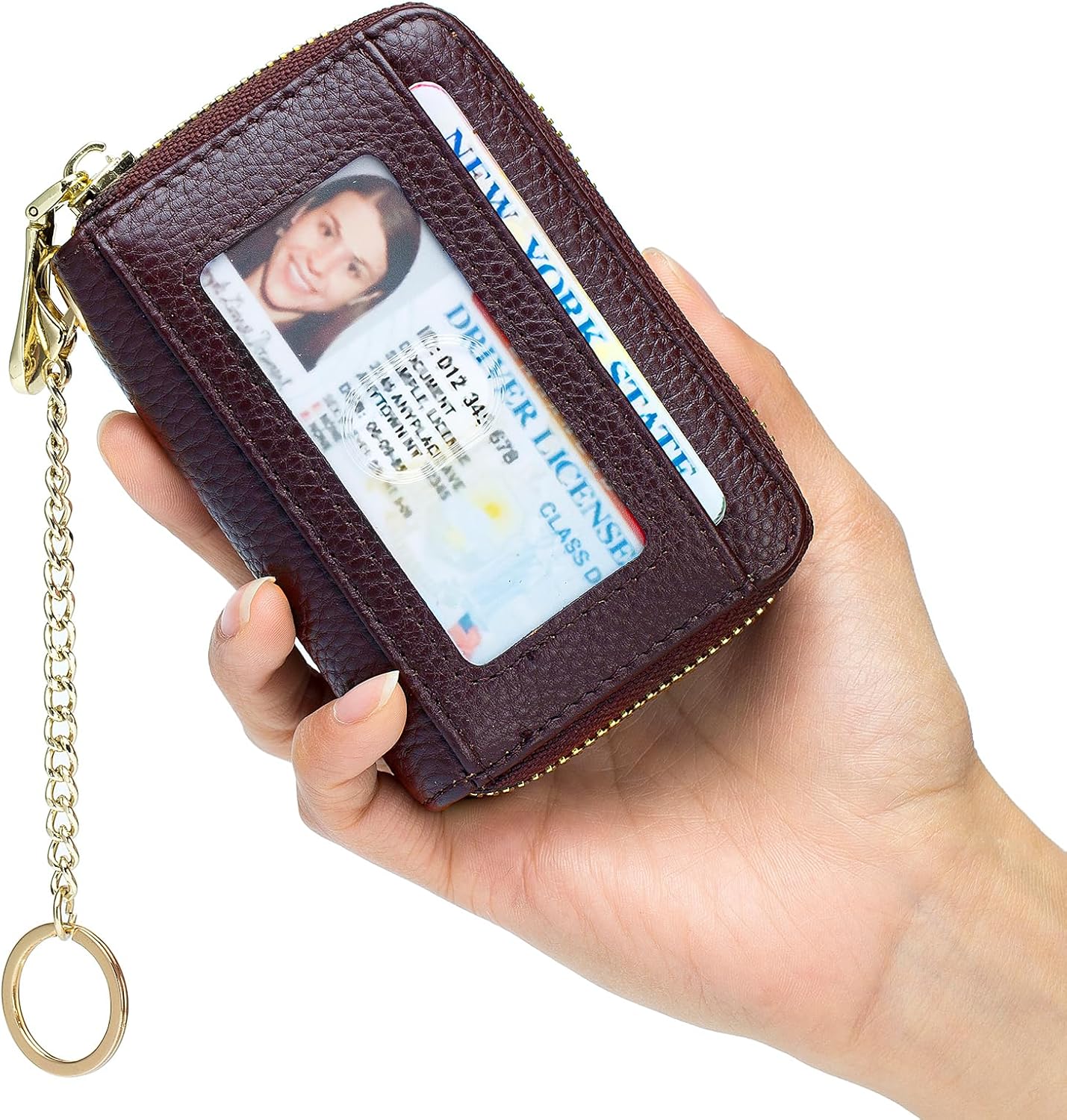 imeetu RFID Credit Card Holder, Small Leather Zipper Card Case Wallet for Women - Image 6