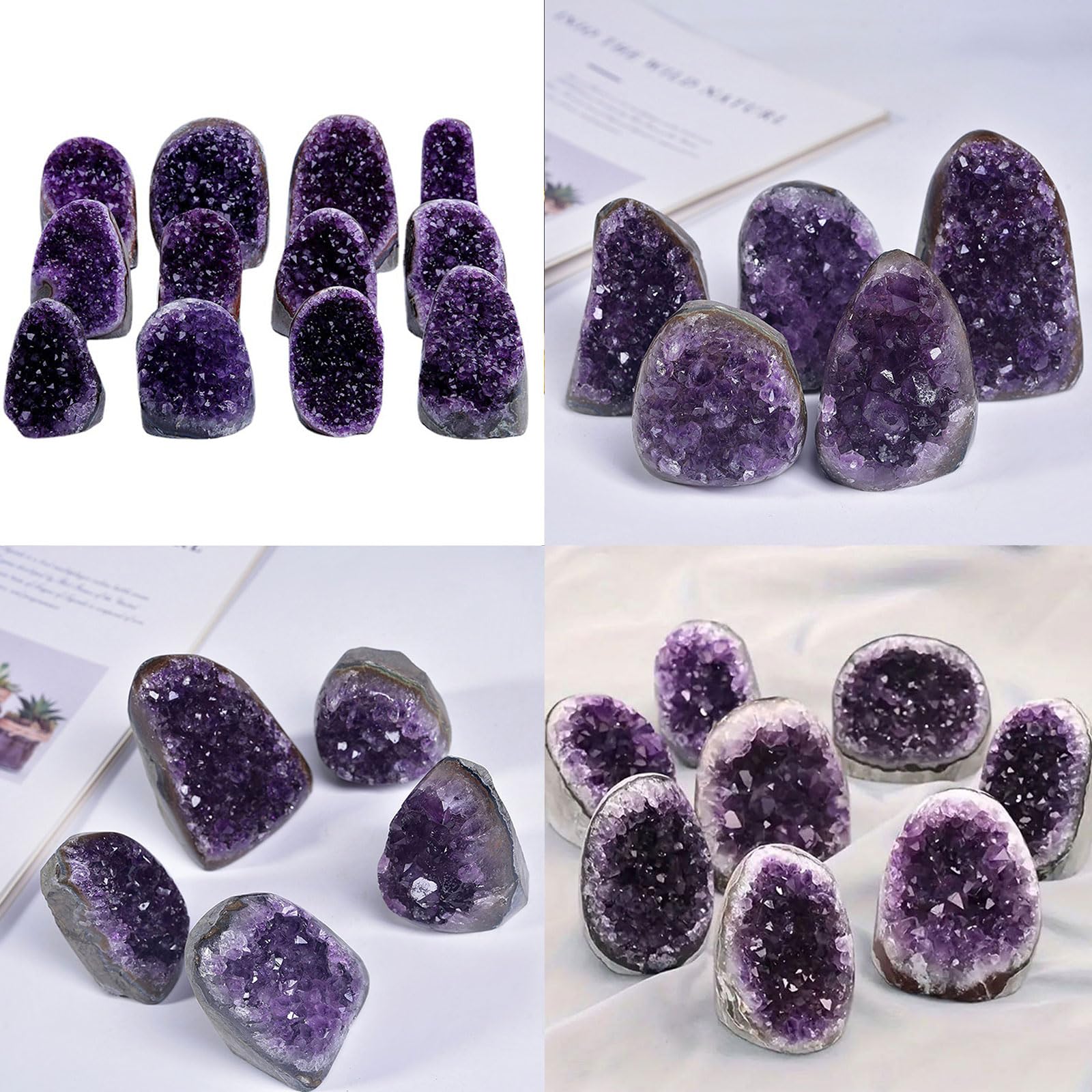 Natürlicher Amethyst-Quarzkristall-Cluster, Drusengeode Roher Amethyst für heilende Energie, Reiki, Meditation, Wohndeko und Geschenk,400~500g