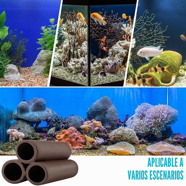 Foto 7 de 7 de BAIFULAI 4 escondites de cerámica para acuario, accesorios de tanque de peces, decoración de acuario