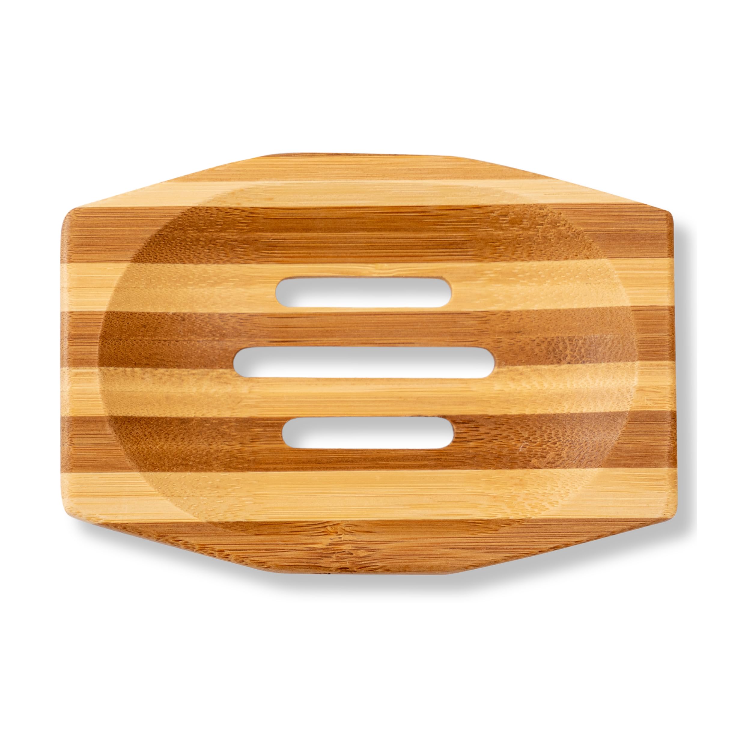 Eco Bath London Bamboo Stripes Rectangle Soap Dish - Natural Wooden Soap Dish Holder for Bathroom, Eco-Friendly Bar Soap Holder