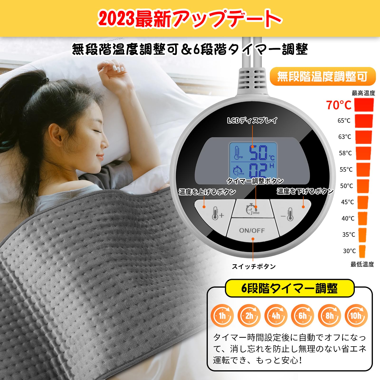 Amazon | ホットマット 電気カーペット【2023年 無段階温度調整