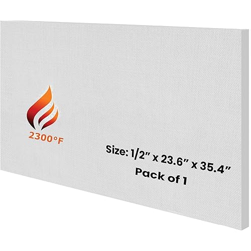 Ceramic Fiber Insulation Board - 1/2" x 23.6" x 35.4" - 2300F Rated - Pack of 1 - Fireproof Board - Ceramic Fiber Thermal Insulation Board for Stoves, Furnaces, Kilns, Forges, Pizza Ovens, Boilers
