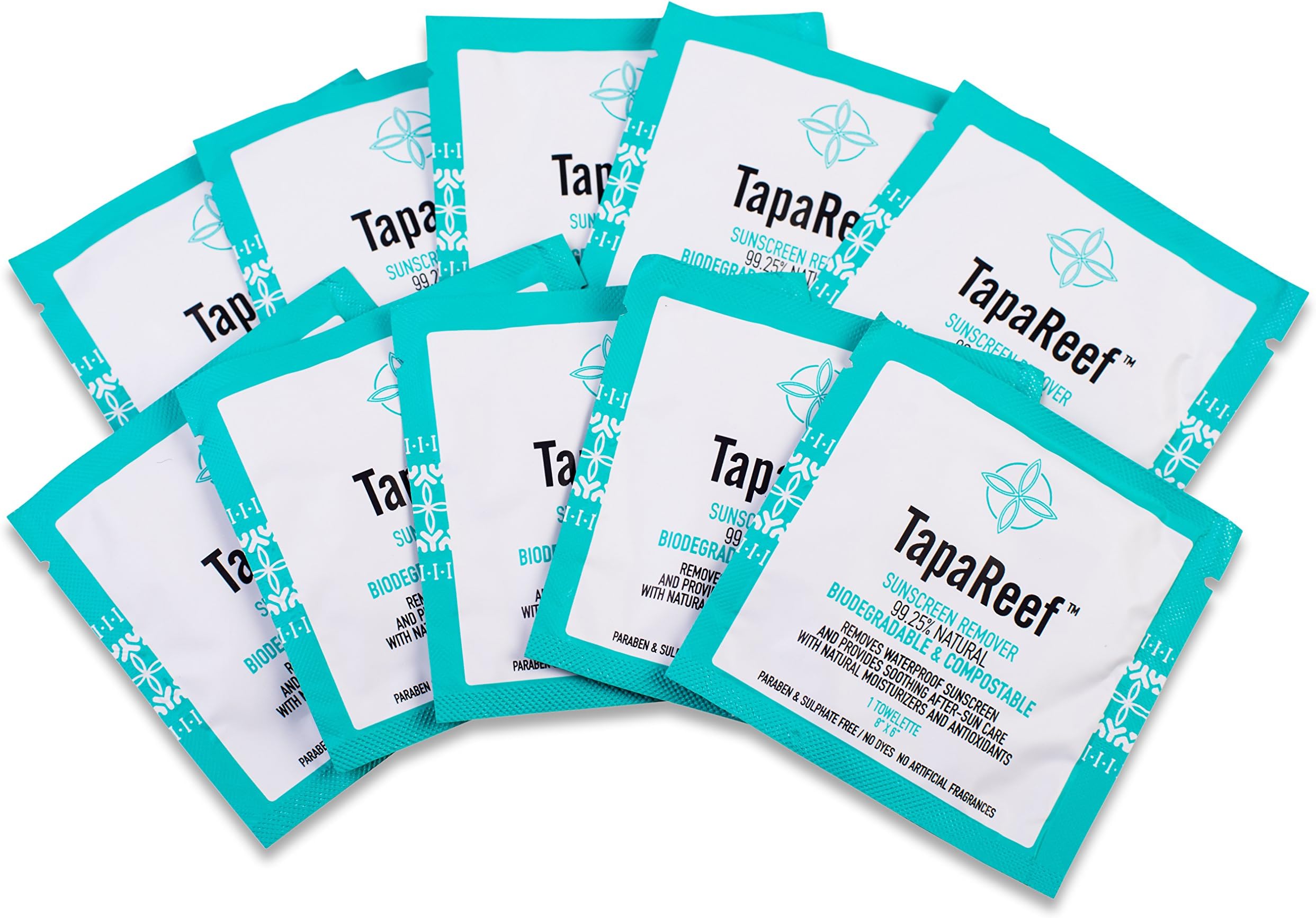 TapaReef Sunscreen Remover Wipes - Individual Packet 10 Count Bag