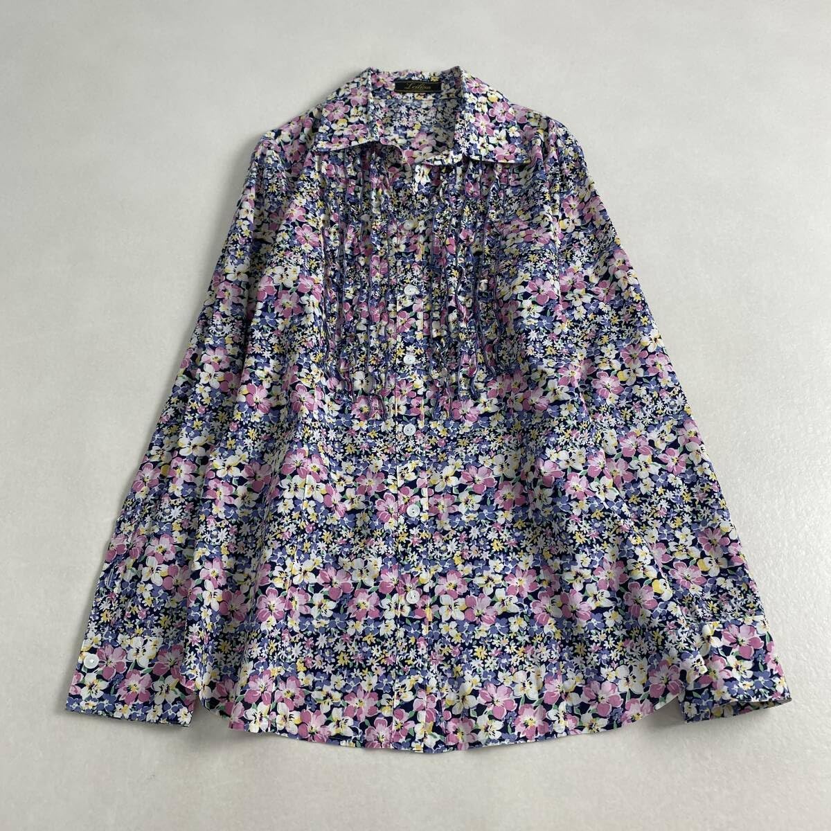 美品 ヤッコマリカルド ピンタック 長袖シャツ グレー ブラウス