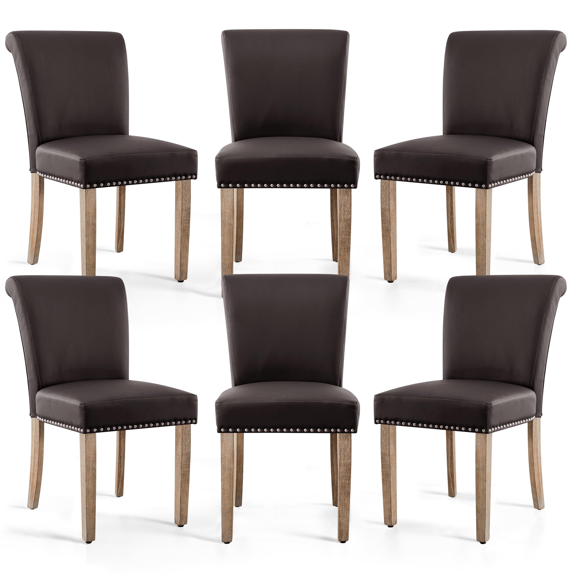Amazon.com - Dining Chairs Set of 6, Leather Parson Dining Room Chairs ...