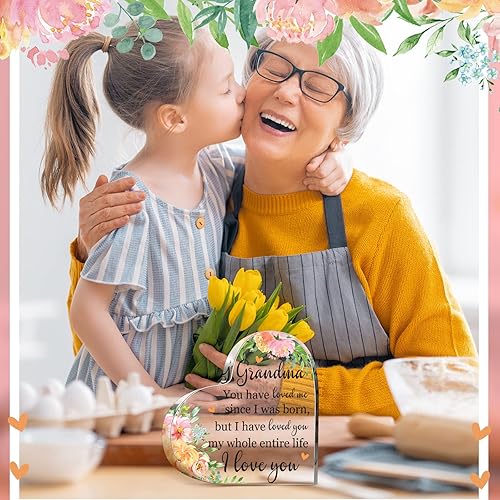 Vista 12 de Jetec Regalo para abuela, regalo de cumpleaños para abuela, acrílico en forma de corazón, con forma de mariposa, letrero de nieta, nieto, ideas