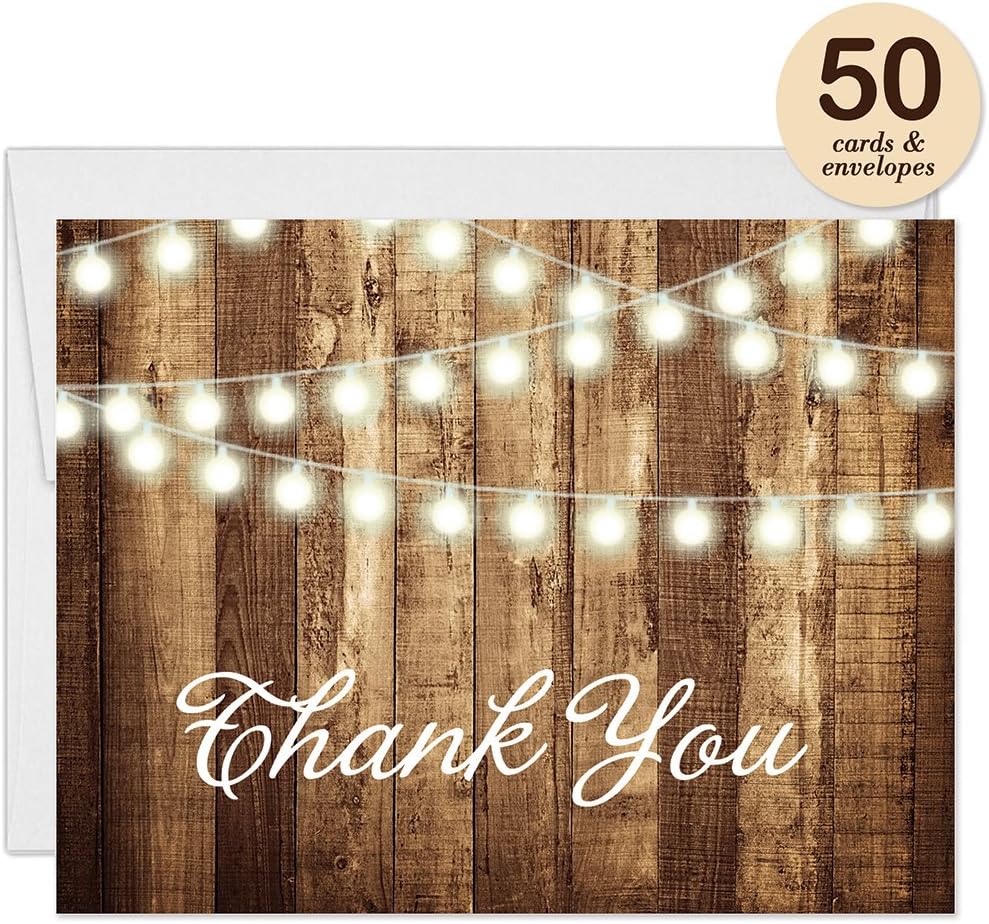 Digibuddha DB Party Studio SET of Rustic Bridal Shower Invitations & Thank You Cards with Envelopes (50 of each) Shabby Chic Fill In Wedding Party Invites Thank You Notes VS0007L