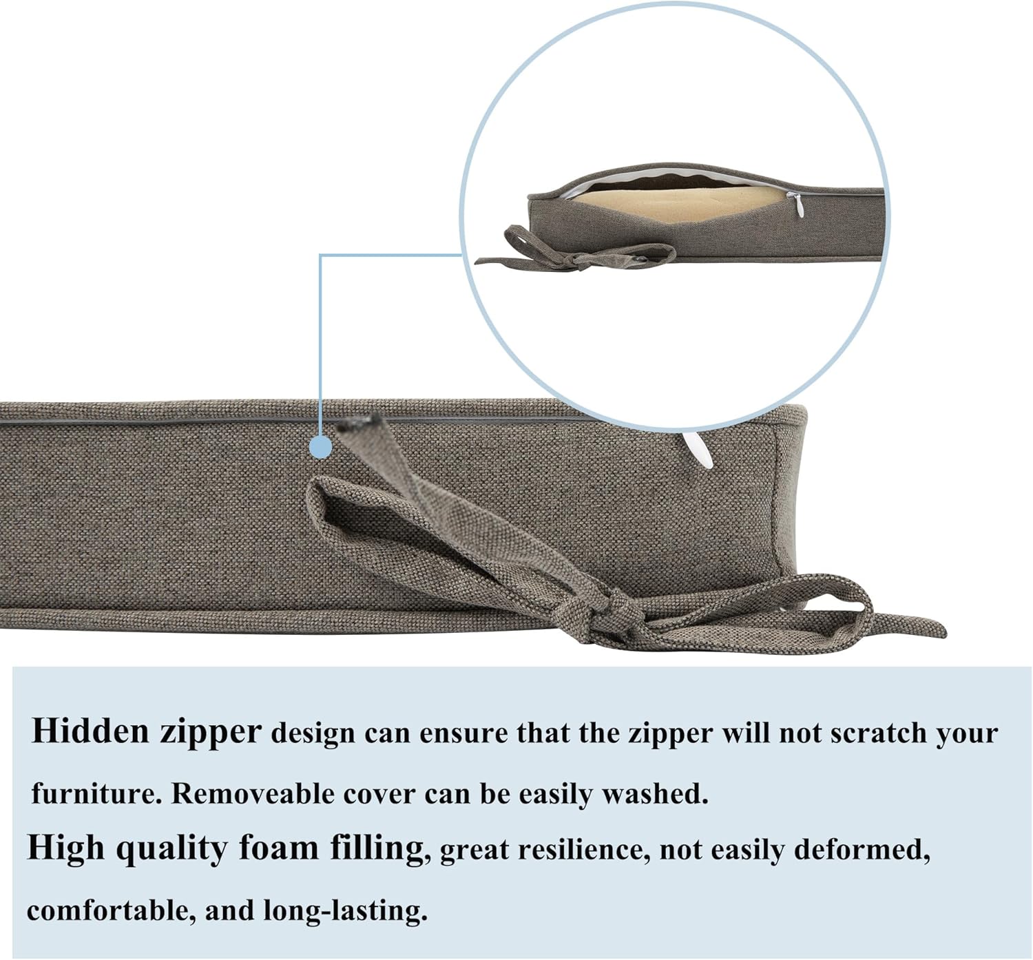 FUNHOME Indoor/Outdoor Chair Cushions Set of 2, 18 x 18 x 2.5 Inch Square Corner Outdoor Cushions for Patio Furniture,2 Packs Patio Chair Cushions with Ties-Beige Coffee