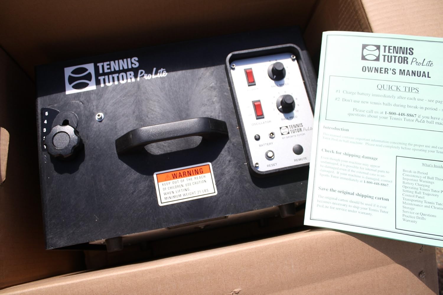 Tennis Tutor Pro Lite BatteryPowered Tennis Ball Machine Sports & Outdoors