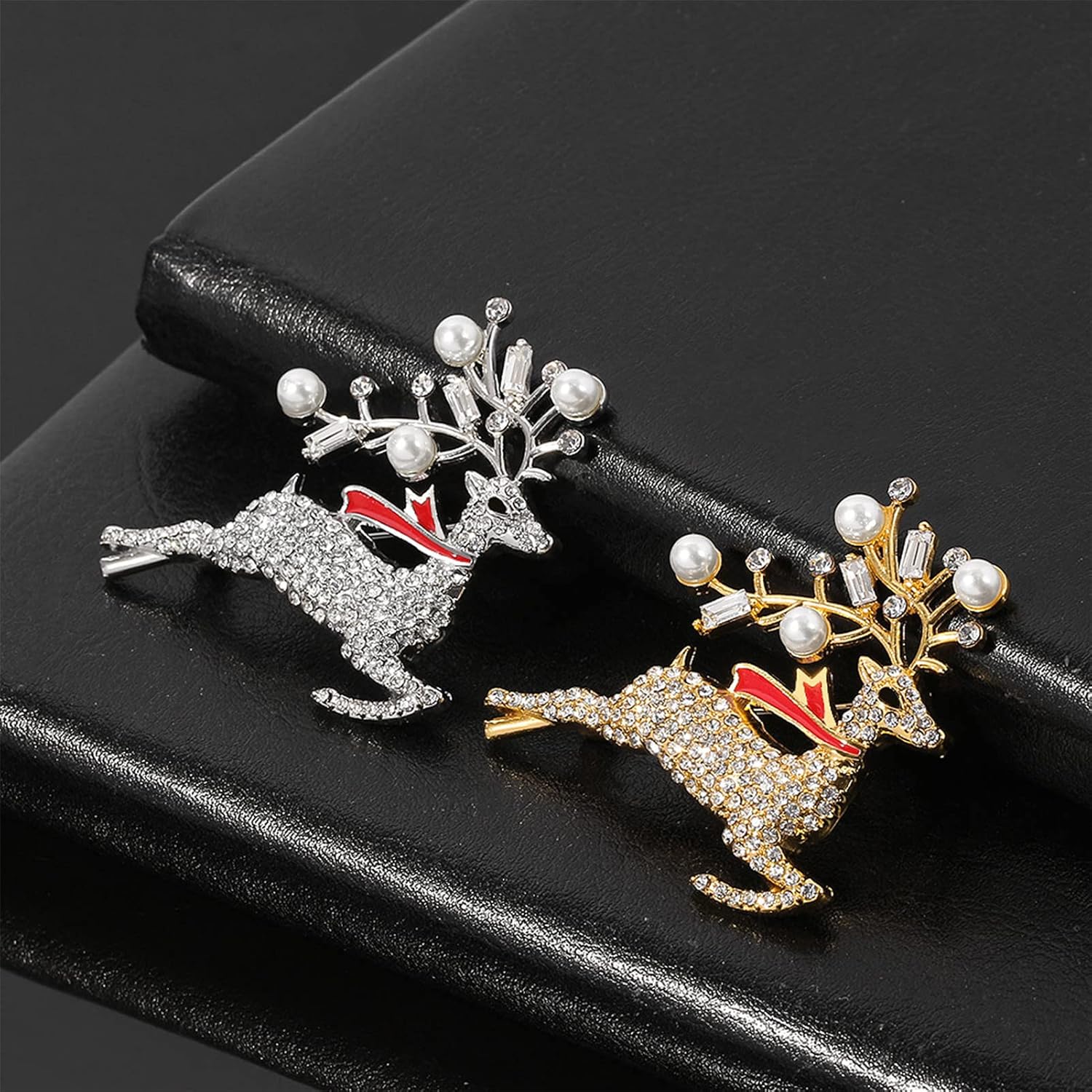 ZYHYB Christmas Reindeer Brooch Deer Elk Rhinestone Pearl Brooch Pins Xmas Shiny Zircon Jewelry Gifts Christmas Holiday Party Favors for Women Girls,silver: Clothing, Shoes & Jewelry