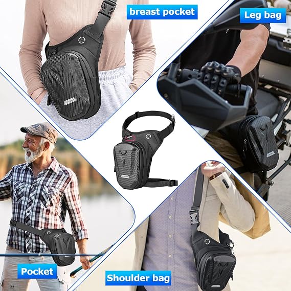 Motorcycle Leg Bag with LegStrap, Drop Leg Bag, Motorcycle Thigh Bags for Men Women, Multifunctional Waist Pack, EVA Hardshell Durable Hiking Waist Pack for Cycling, Riding, Running, Traveling
