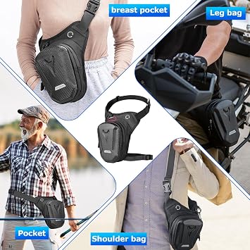 Motorcycle Leg Bag with LegStrap, Drop Leg Bag, Motorcycle Thigh Bags for Men Women, Multifunctional Waist Pack, EVA Hardshell Durable Hiking Waist Pack for Cycling, Riding, Running, Traveling
