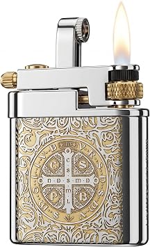 Antique Brass Lighter for Men, Flint Wheel Soft Flame, Vintage Lift Arm Design, Durable Outdoor Use, Gift for Men Dad Husband Constantine